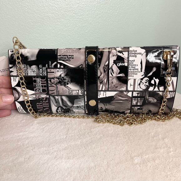 Vouge magazine retro Hard Shell Clasp Chain Strap bag Purse nwt - Picture 5 of 7